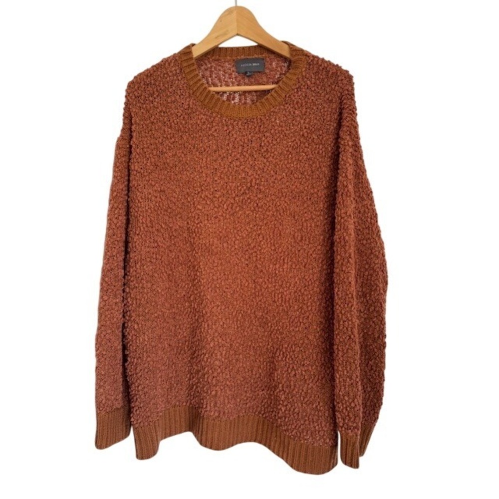 Hudson Gray Women's Rust Orange Knit Sweater Textured‎ Pullover Long Sleeve - L